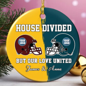Alternative view of Football House Divided Ornament - Custom Team Logo Gifts For Family Football Fans