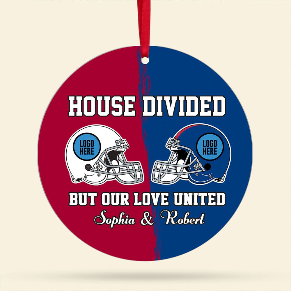 Football House Divided Ornament - Custom Team Logo Gifts For Family Football Fans - Image 7