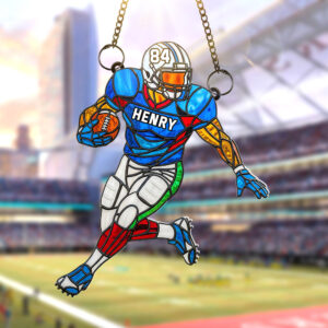 Alternative view of Football Player Suncatcher Ornament - Personalized Gifts For Football Lovers 04ohqn120725