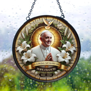 Alternative view of Forever In Our Prayers – Pope Francis Stained Glass 01HULU230425