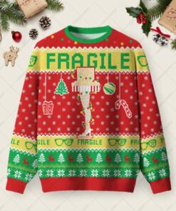 Fragile Holiday Cheer Ugly Christmas Fuzzy Fleece Sweatshirt