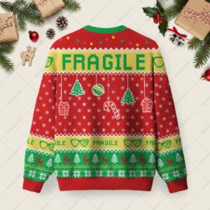 Alternative view of Fragile Holiday Cheer Ugly Christmas Fuzzy Fleece Sweatshirt