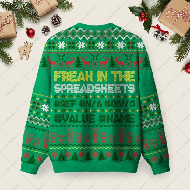 Alternative view of Freak In The Spreadsheets Ugly Christmas Fuzzy Fleece Sweatshirt