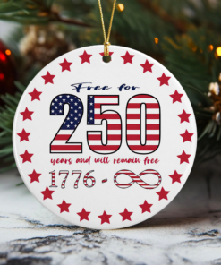 Alternative view of Free For 250 Years And Will Remain Free Ceramic Ornament Independence Day