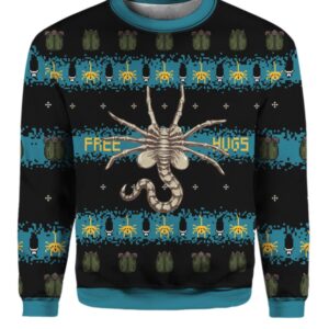 Free Hugs Alien Facehugger Ugly Christmas Sweater - Grishko.com