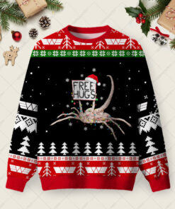 Free Hugs Red Ugly Christmas Fuzzy Fleece Sweatshirt