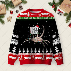 Free Hugs Red Ugly Christmas Fuzzy Fleece Sweatshirt