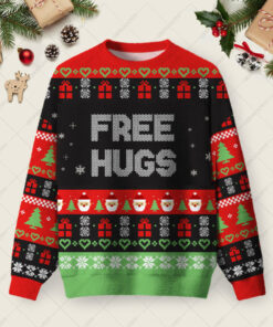 Free Hugs Ugly Christmas Fuzzy Fleece Sweatshirt