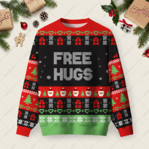 Free Hugs Ugly Christmas Fuzzy Fleece Sweatshirt