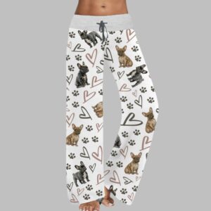 Alternative view of French Bulldog Hearts Contrast Wide Leg Pants For Women