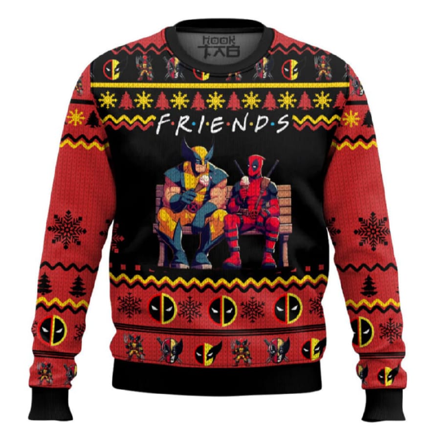 F.R.I.E.N.D.S Deadpool Wolverine Ugly Christmas Sweater