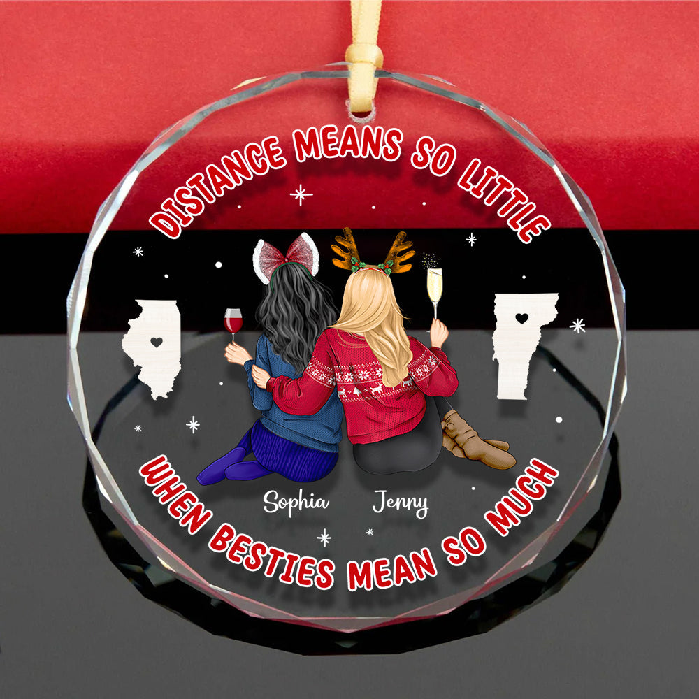 Friends Ornament - Long Distance - Personalized Gifts With Custom State For Besties