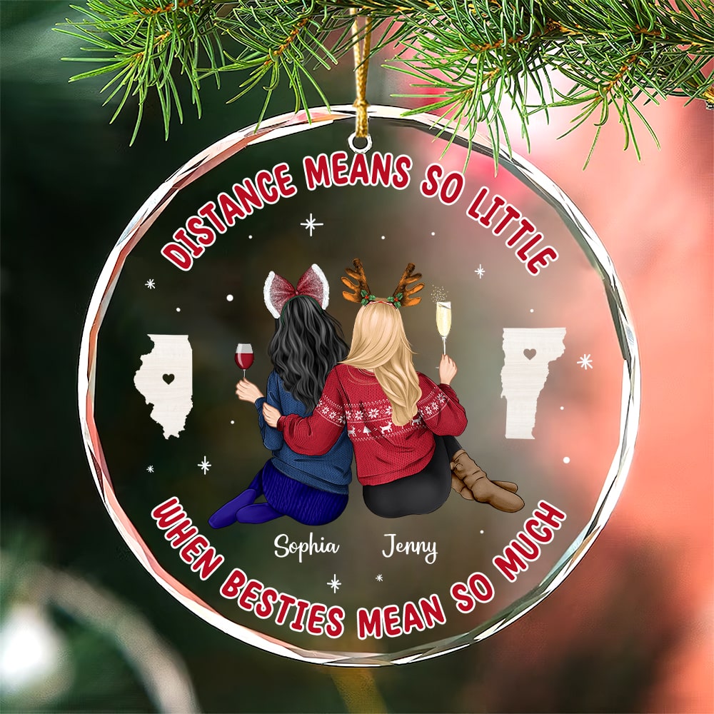Friends Ornament - Long Distance - Personalized Gifts With Custom State For Besties - Image 3