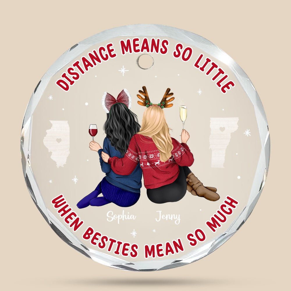Friends Ornament - Long Distance - Personalized Gifts With Custom State For Besties - Image 4