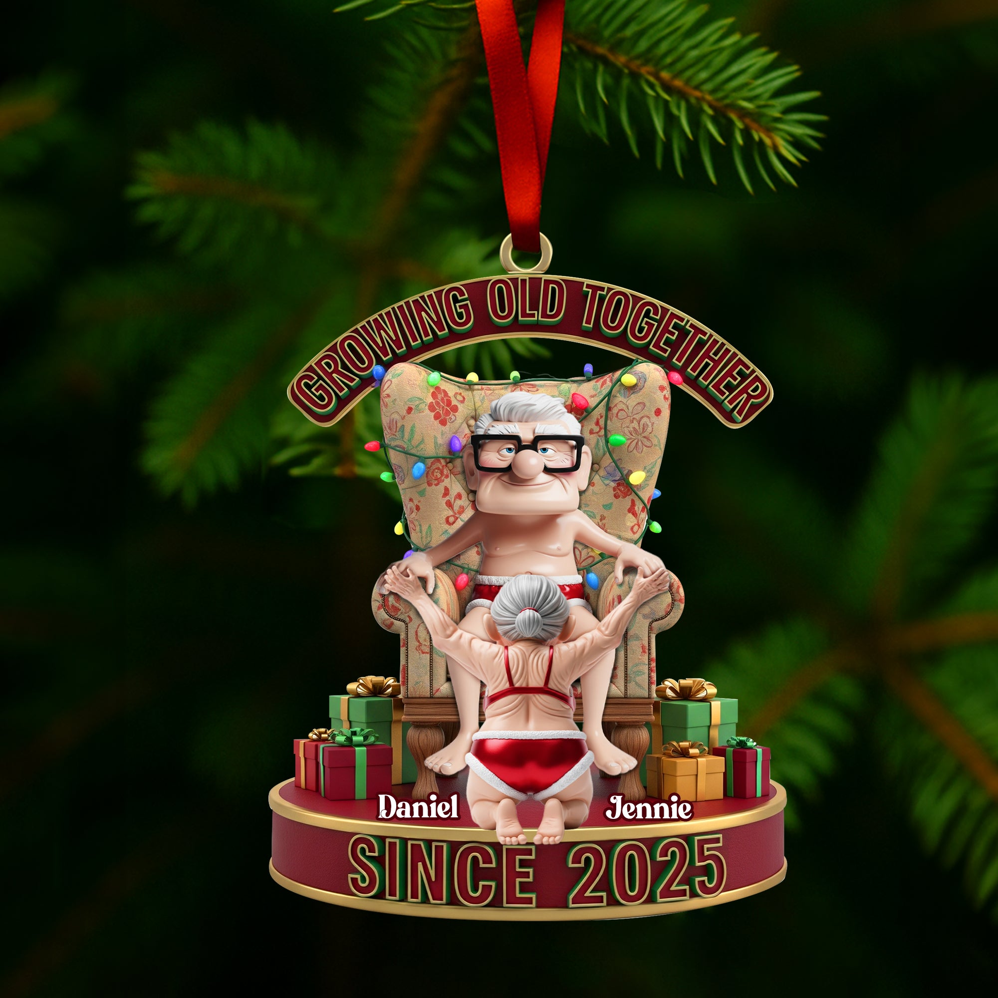 Frisky Old Couple Ornament - Personalized Christmas Gifts For Couples 04OHLU200925 - Image 4