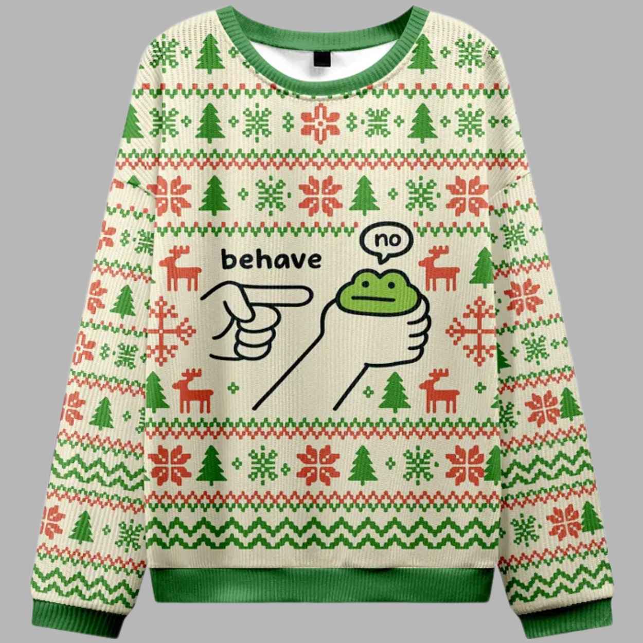 Frog Behave No Ugly Christmas Sweater - gullprint.com
