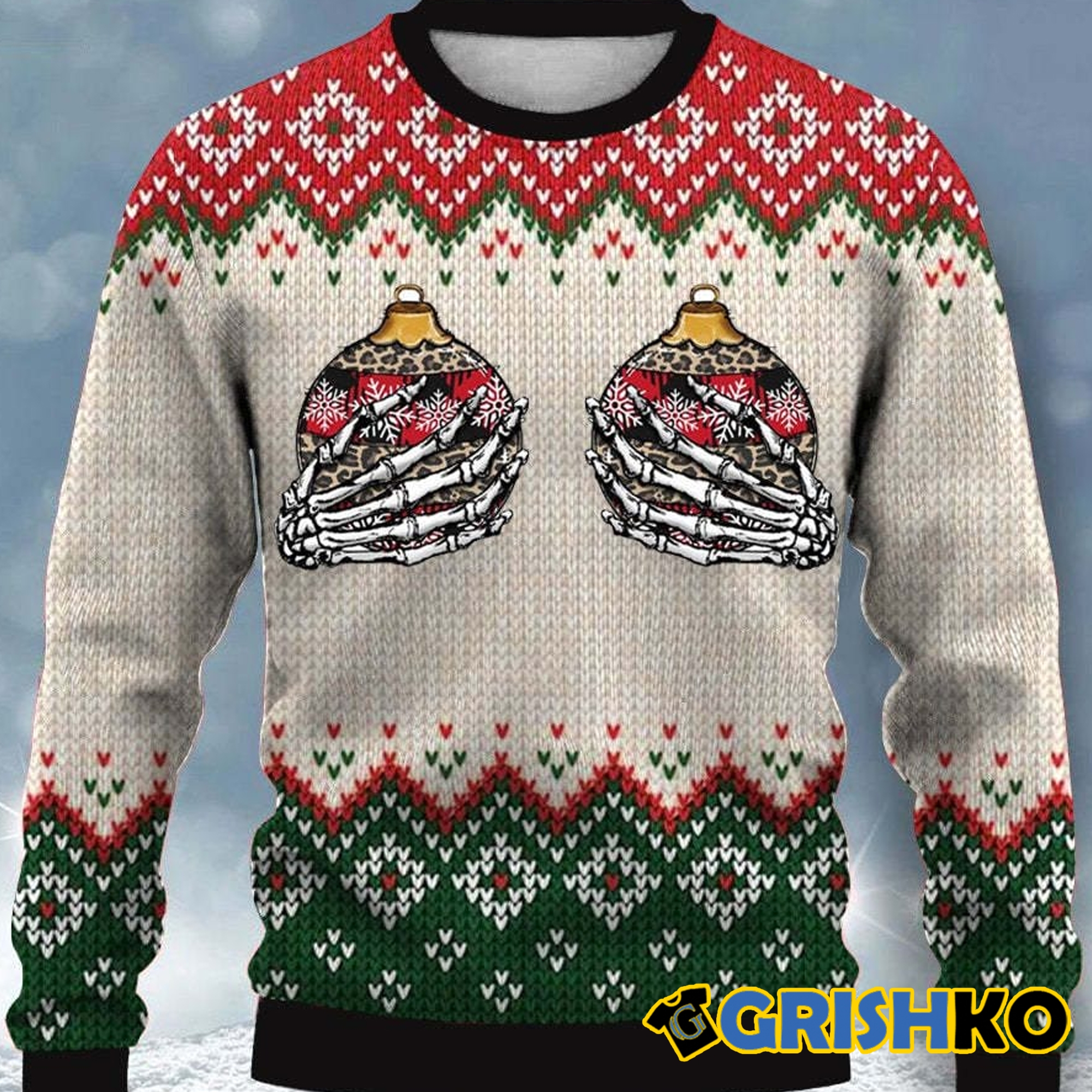 Fun Christmas Print Casual Crew Neck - Grishko.com