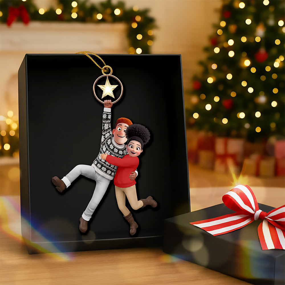 Alternative view of Fun Couple Hanging Together Acrylic Ornament - Personalized Gifts For Couple 01qhqn281025
