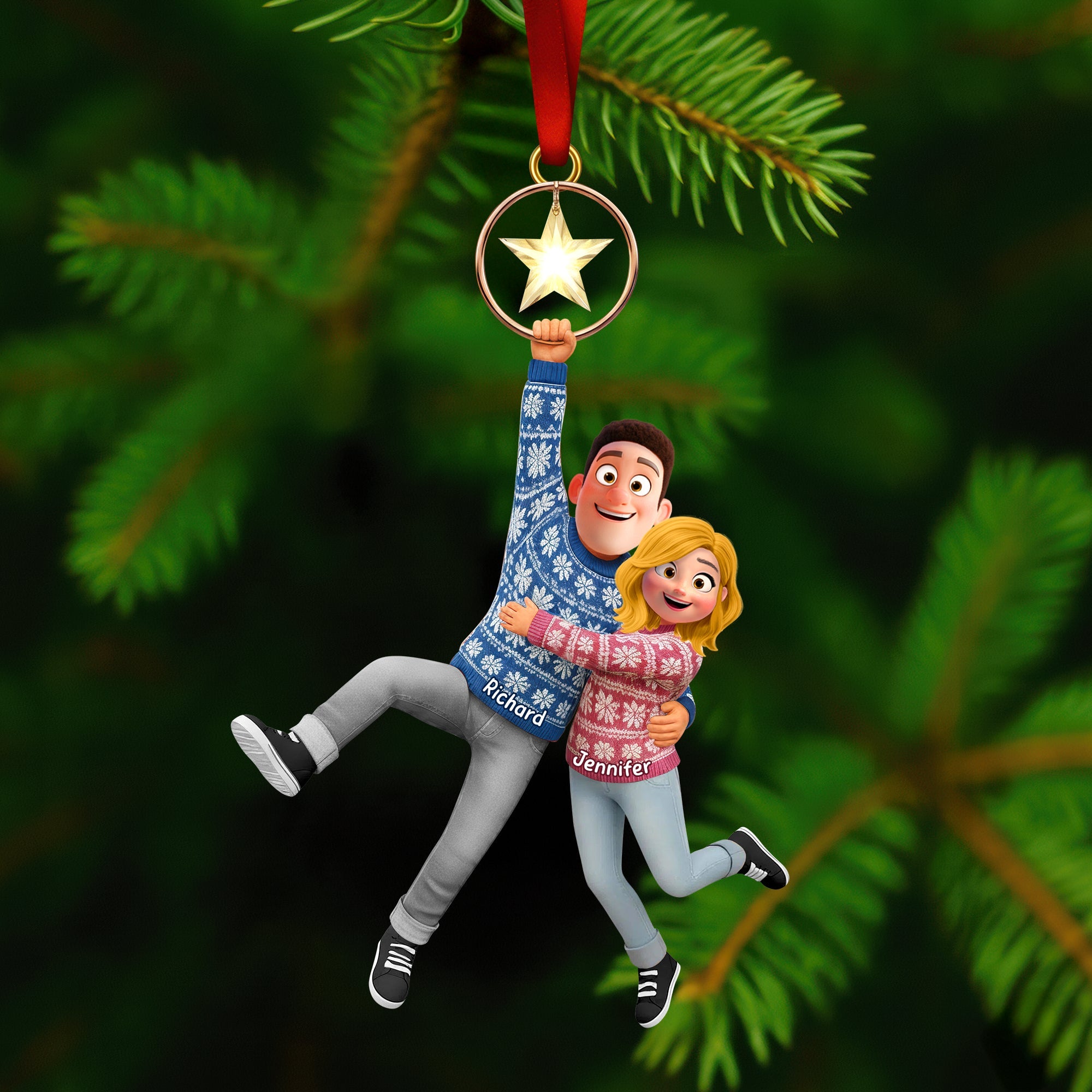 Fun Couple Hanging Together Acrylic Ornament - Personalized Gifts For Couple 01qhqn281025 - Image 3