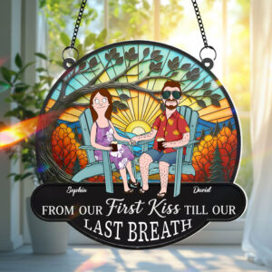Funny Cartoon Couple Personalized Christmas Gifts For Couple Suncatcher Ornament 03ohtn300725pa
