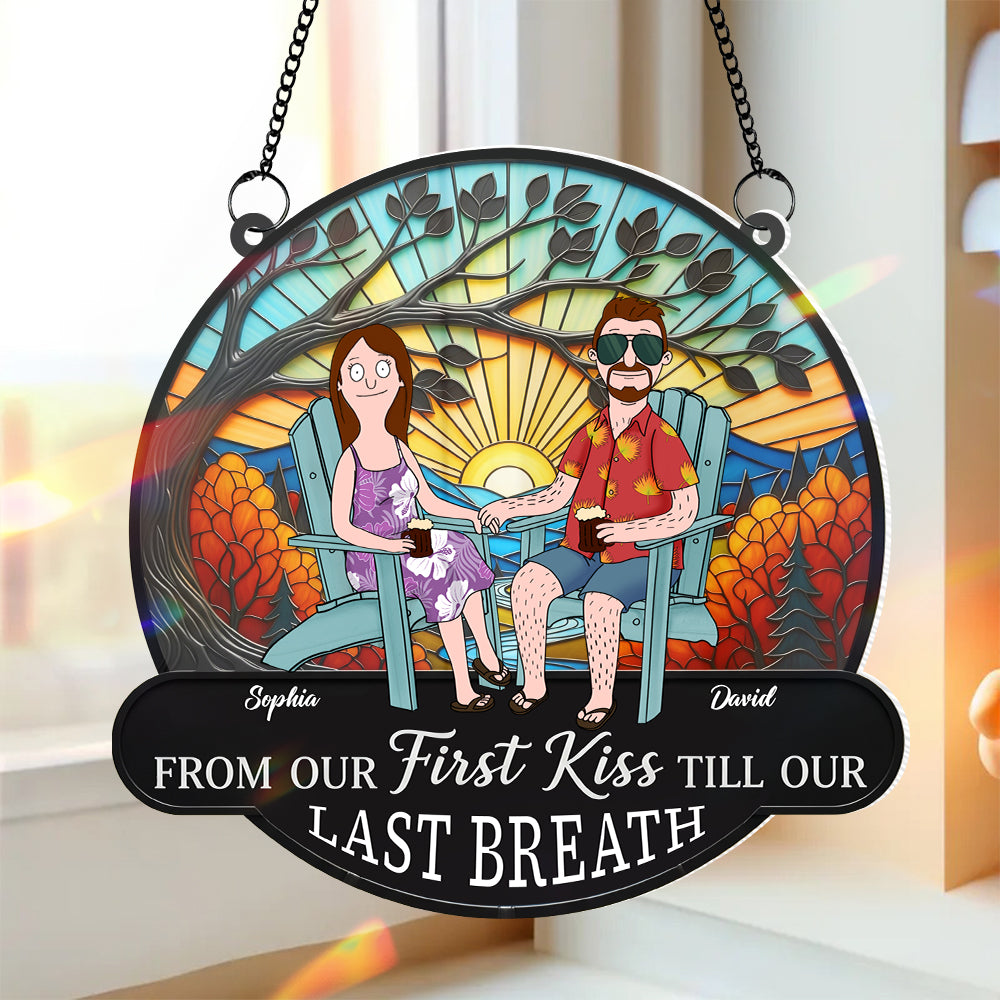 Alternative view of Funny Cartoon Couple Personalized Christmas Gifts For Couple Suncatcher Ornament 03ohtn300725pa
