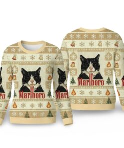 Alternative view of Funny Cat Smoking Cigarette Meme Ugly Christmas Sweater 