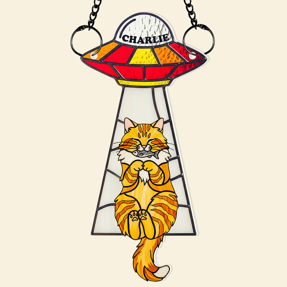 Funny Cat UFO Suncatcher Ornament Personalized Gifts For Cat Lovers 04NADT060625 - Image 3