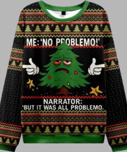 Funny Christmas Tree Me No Problemo Ugly Christmas Sweater