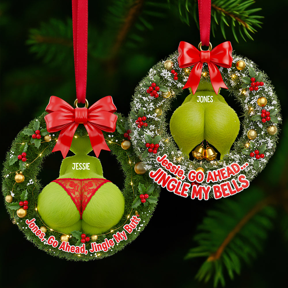Funny Christmas Wreath Ornament Personalized Gifts For Couple 06NADT011025