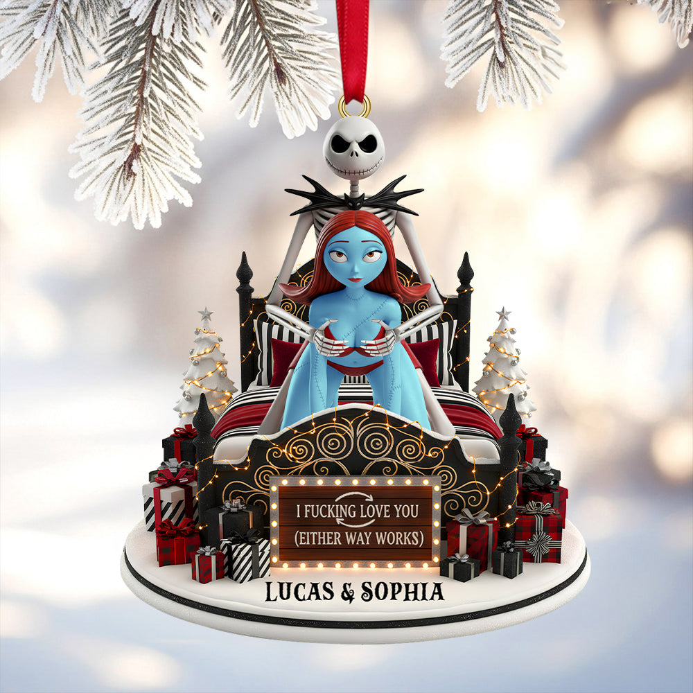 Alternative view of Funny Couple Ornament - Personalized Gift For Spooky Couple Christmas Ornament 04OHTN201025