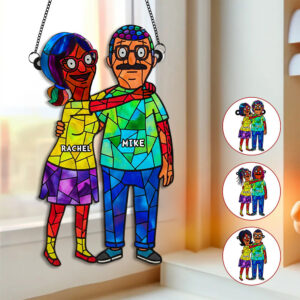 Alternative view of Funny Couple Suncatcher  - Personalized Gifts For Couple 02ohmg290725