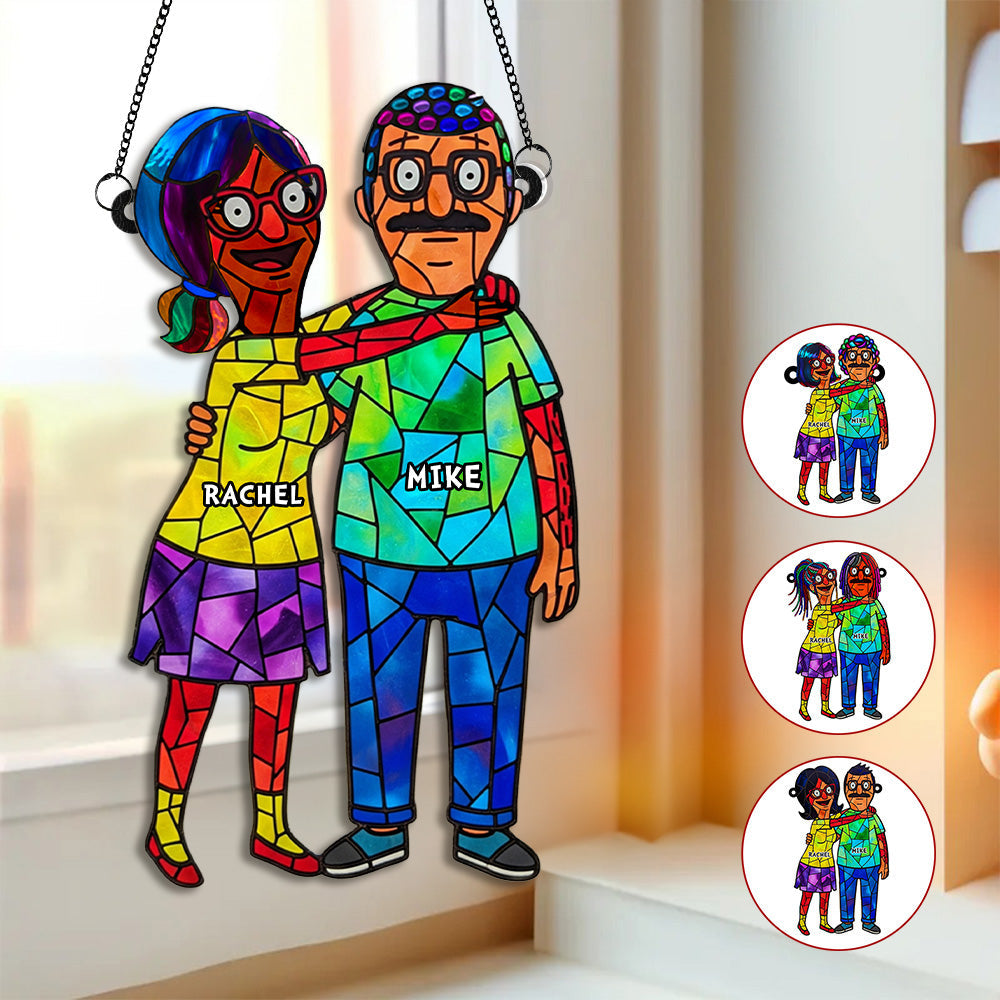 Alternative view of Funny Couple Suncatcher  - Personalized Gifts For Couple 02ohmg290725