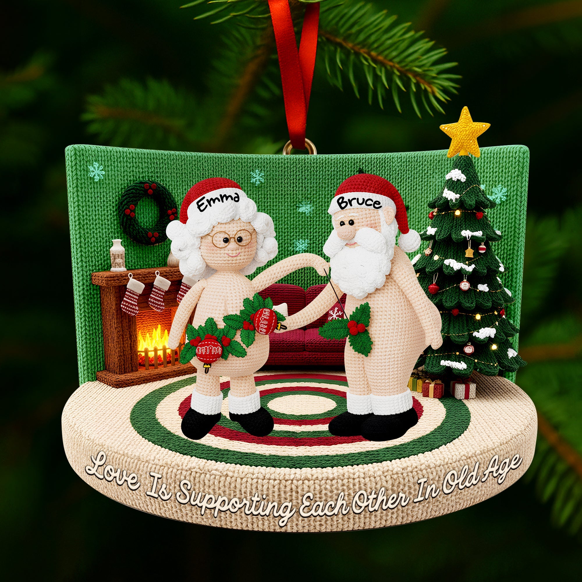 Alternative view of Funny Crochet Old Couple Ornament - Personalized Gifts For Couples 05NALU231025