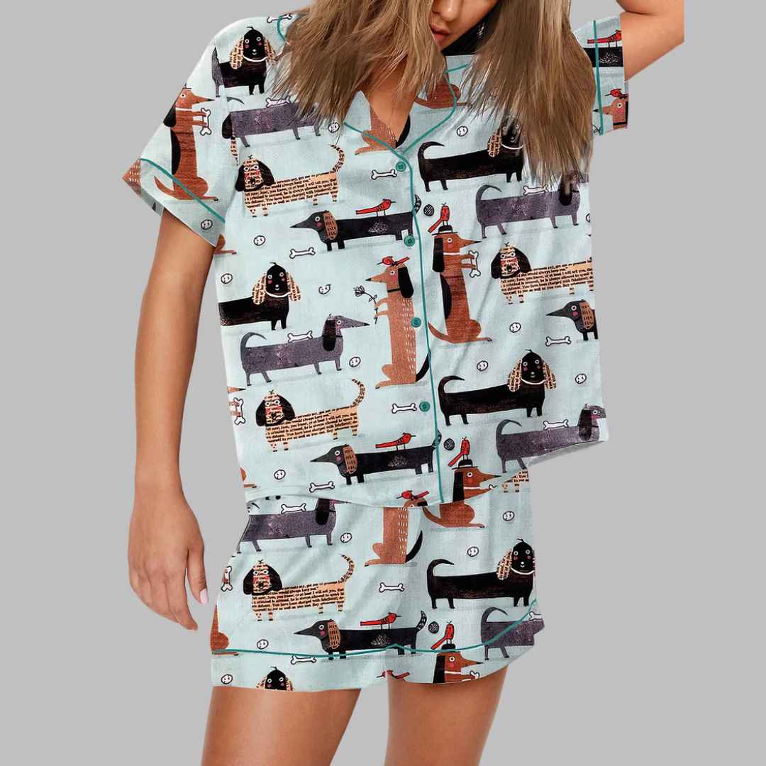 Funny Dachshund Art Print Pajama Set
