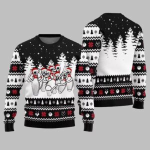 Alternative view of Funny Dancing Bowling Pins Ugly Sweater 2025 Christmas - Grishko.com