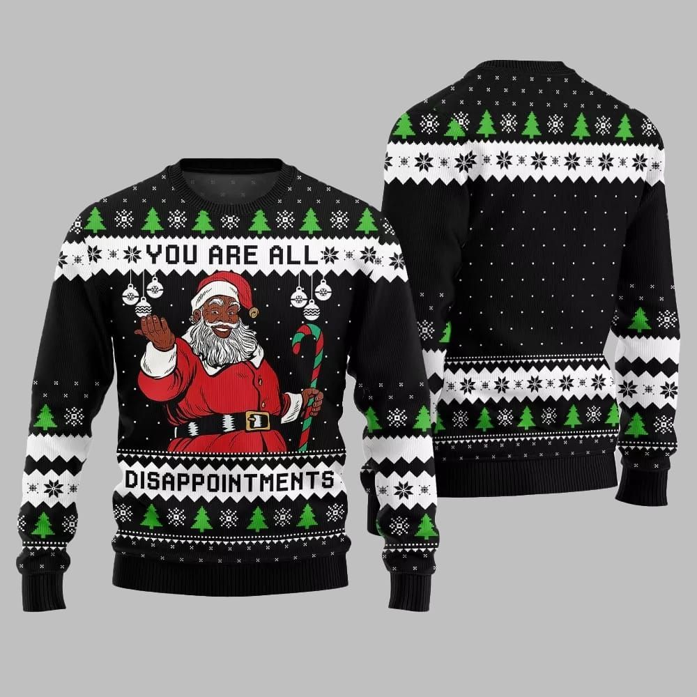 Funny Disappointments Black Santa Ugly Sweater Christmas 2025 - Image 5