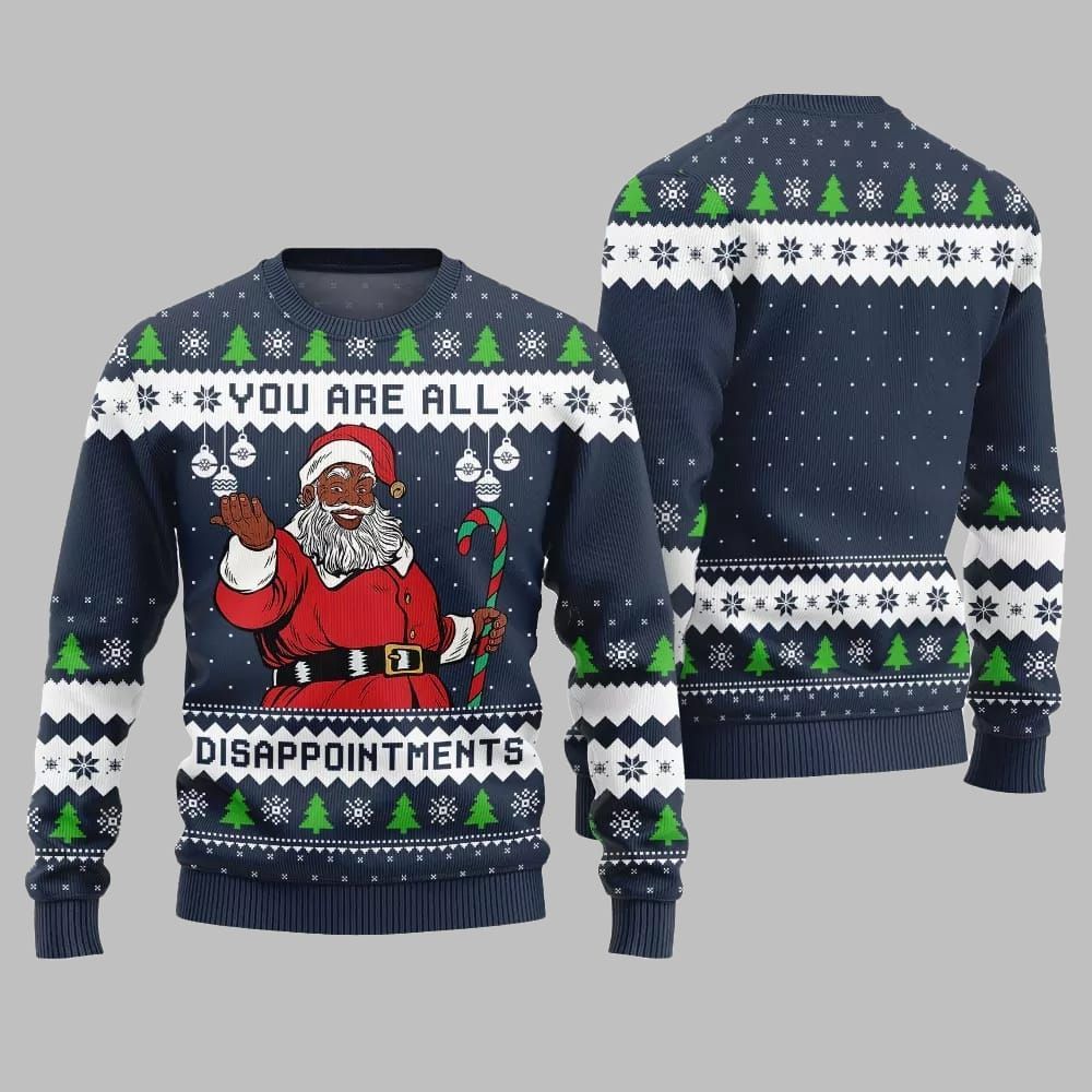 Funny Disappointments Black Santa Ugly Sweater Christmas 2025 - Image 3