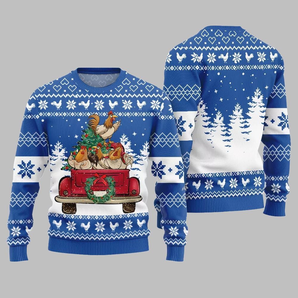 Funny Festive Chicken Ugly Sweater 2025 Christmas - Grishko.com