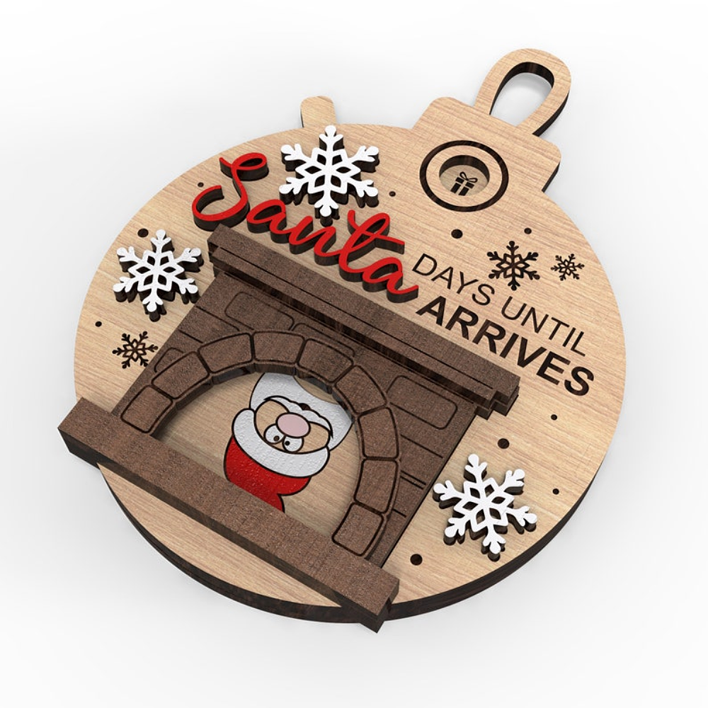 Alternative view of Funny Fireplace Santa Christmas Countdown Ornament 47acxx280824
