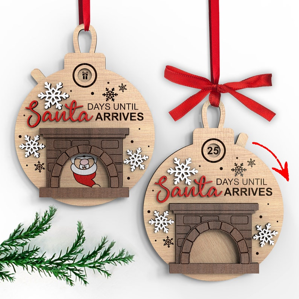 Funny Fireplace Santa Christmas Countdown Ornament 47acxx280824