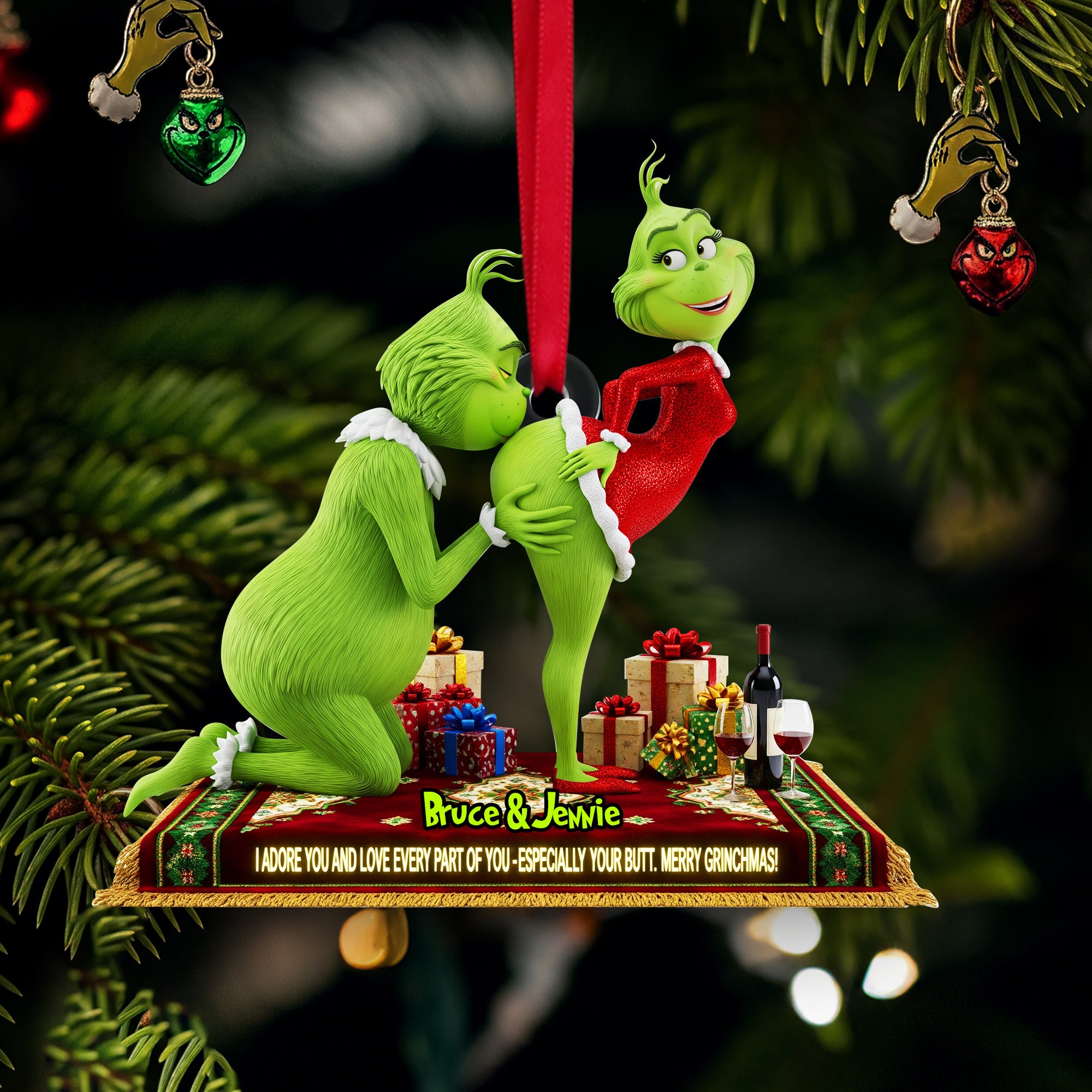 Funny Green Couple Ornament Personalized Christmas Gifts For Couple 021ohlu090925 - Image 4