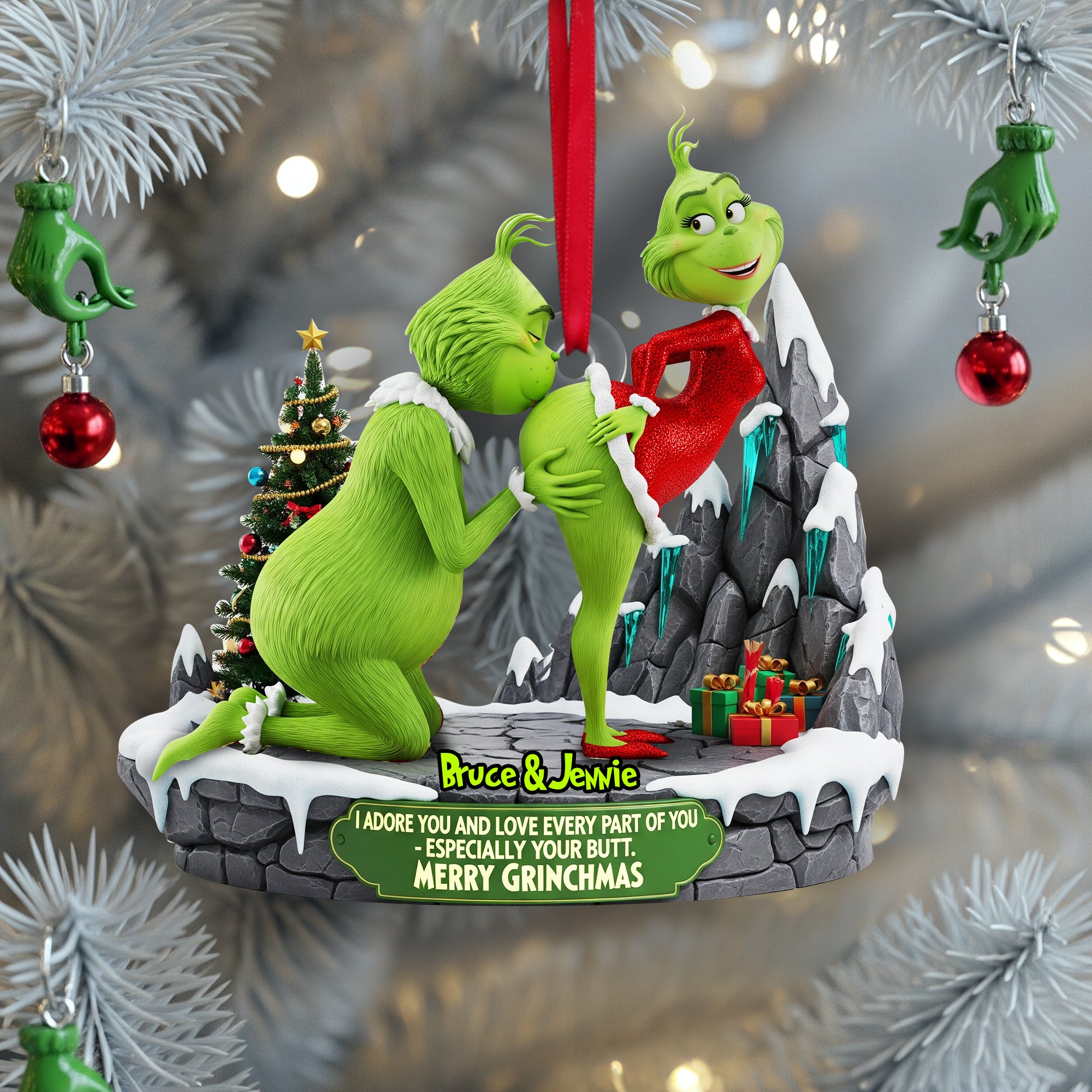 Funny Green Couple Ornament Personalized Christmas Gifts For Couple 021ohlu090925 - Image 3