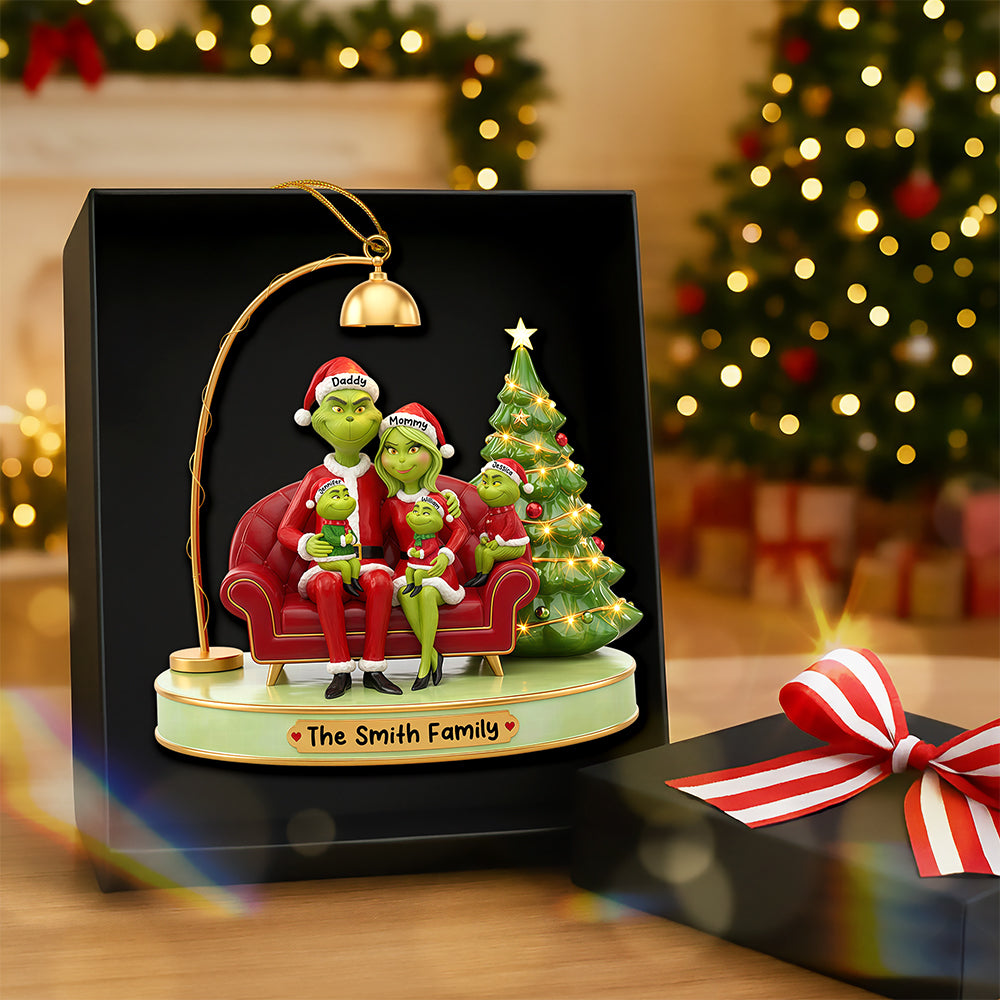 Alternative view of Funny Green Family Christmas Ornament - Personalized Gifts For Family 01ohqn251025