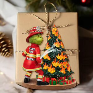 Alternative view of Funny Green Firefighter Ornament - Personalized Gifts For Firefighter 05huti071025