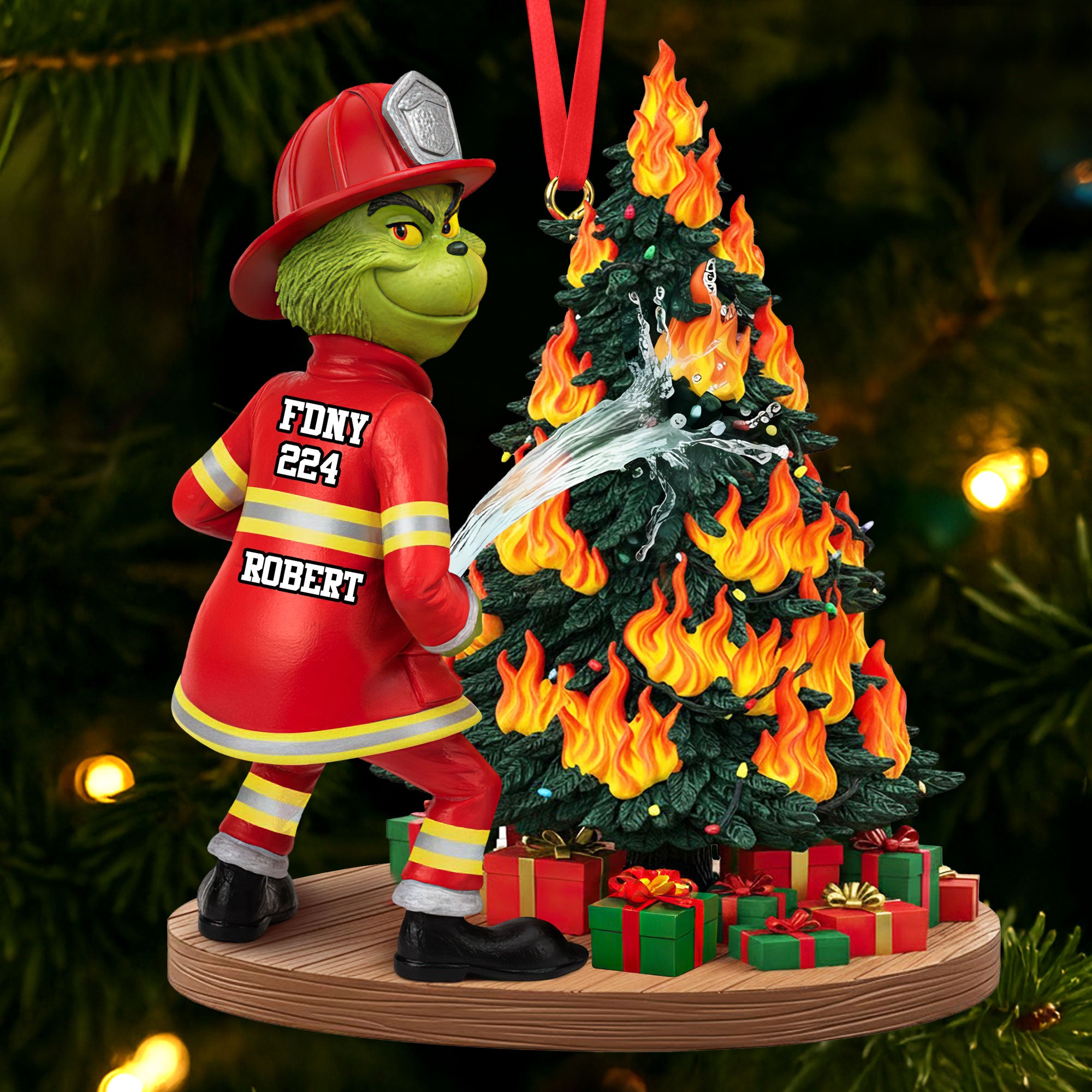 Funny Green Firefighter Ornament - Personalized Gifts For Firefighter 05huti071025 - Image 3