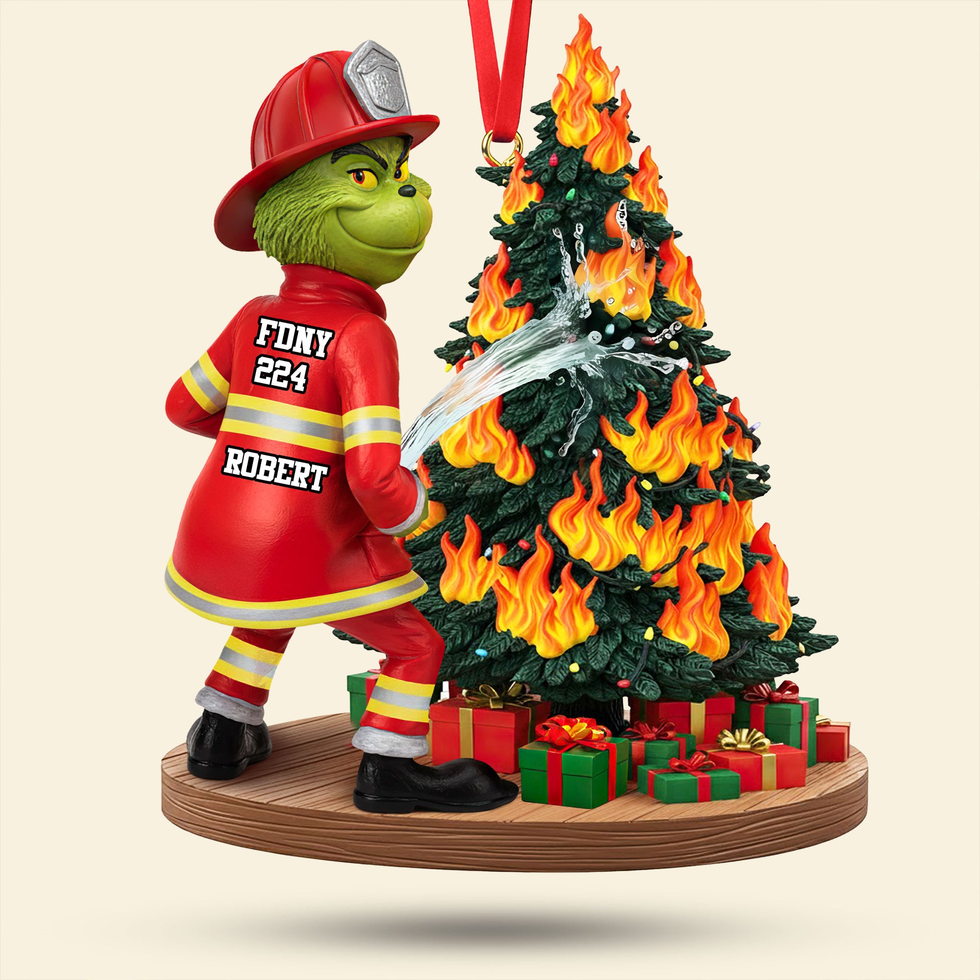 Funny Green Firefighter Ornament - Personalized Gifts For Firefighter 05huti071025 - Image 4