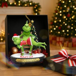 Alternative view of Funny Green Monsters - Couple Ornament - Personalized Christmas Gifts 03namg220825
