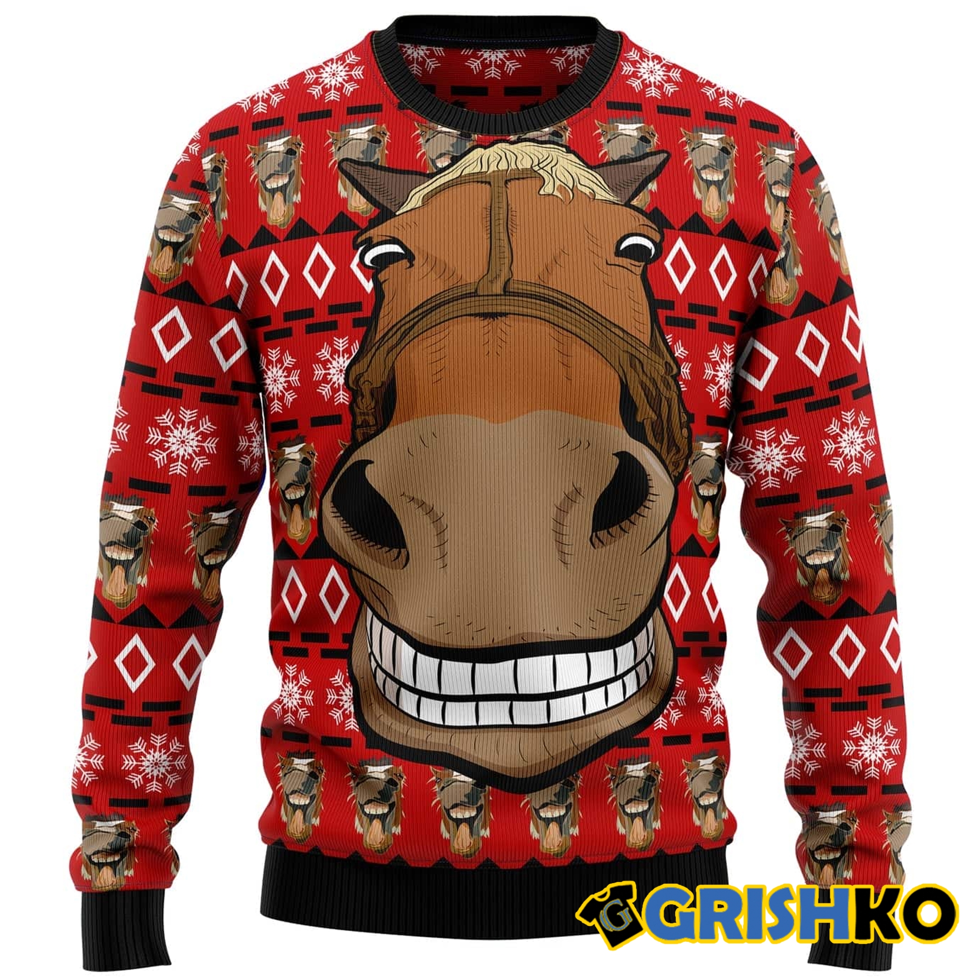 Funny Horse Christmas Ugly Christmas Sweater - Grishko.com