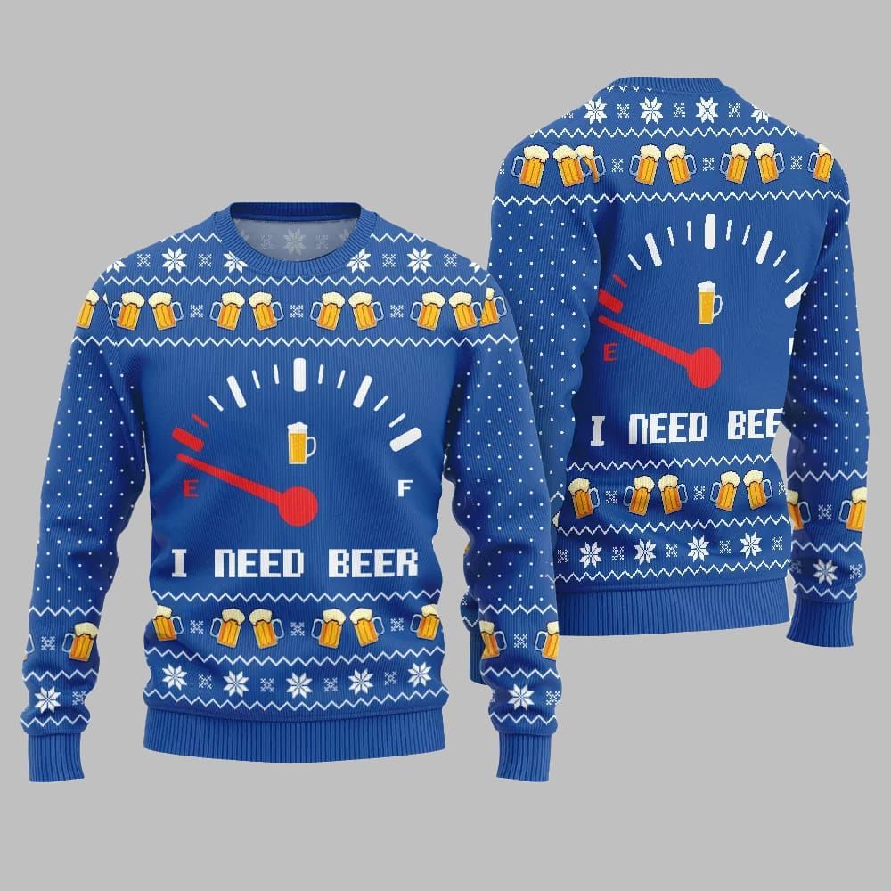 Funny I Need Beer Ugly Sweater 2025 Christmas - Grishko.com