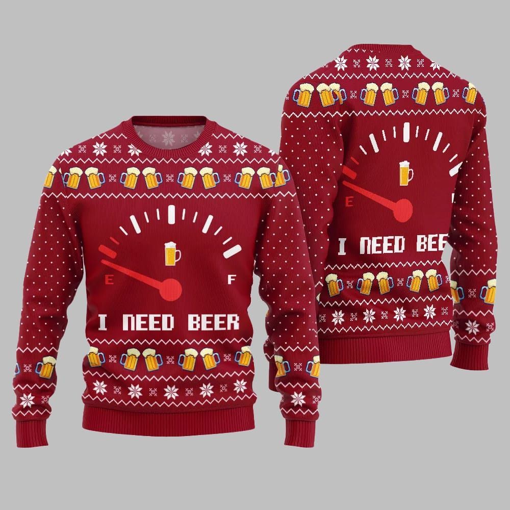 Funny I Need Beer Ugly Sweater 2025 Christmas - Grishko.com - Image 5